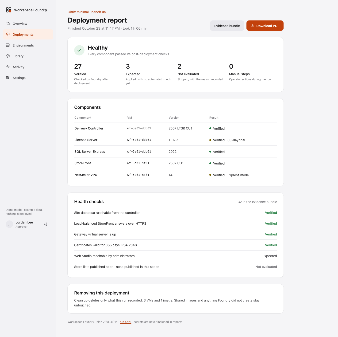 Detailed Evidence and Verification Report